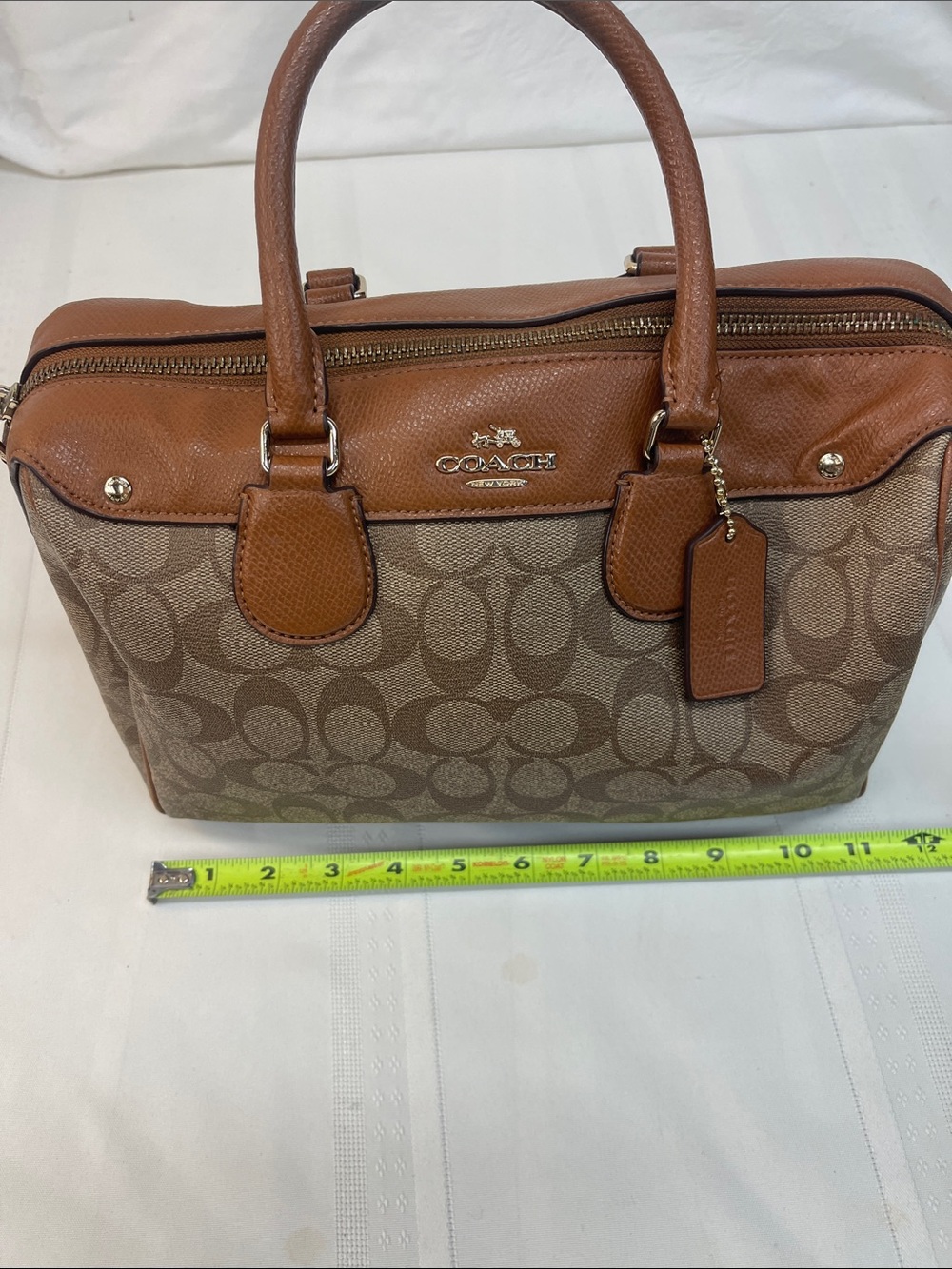 Coach Mini Bennett Satchel Signature Canvas smooth leather no strap - Picture 13 of 16